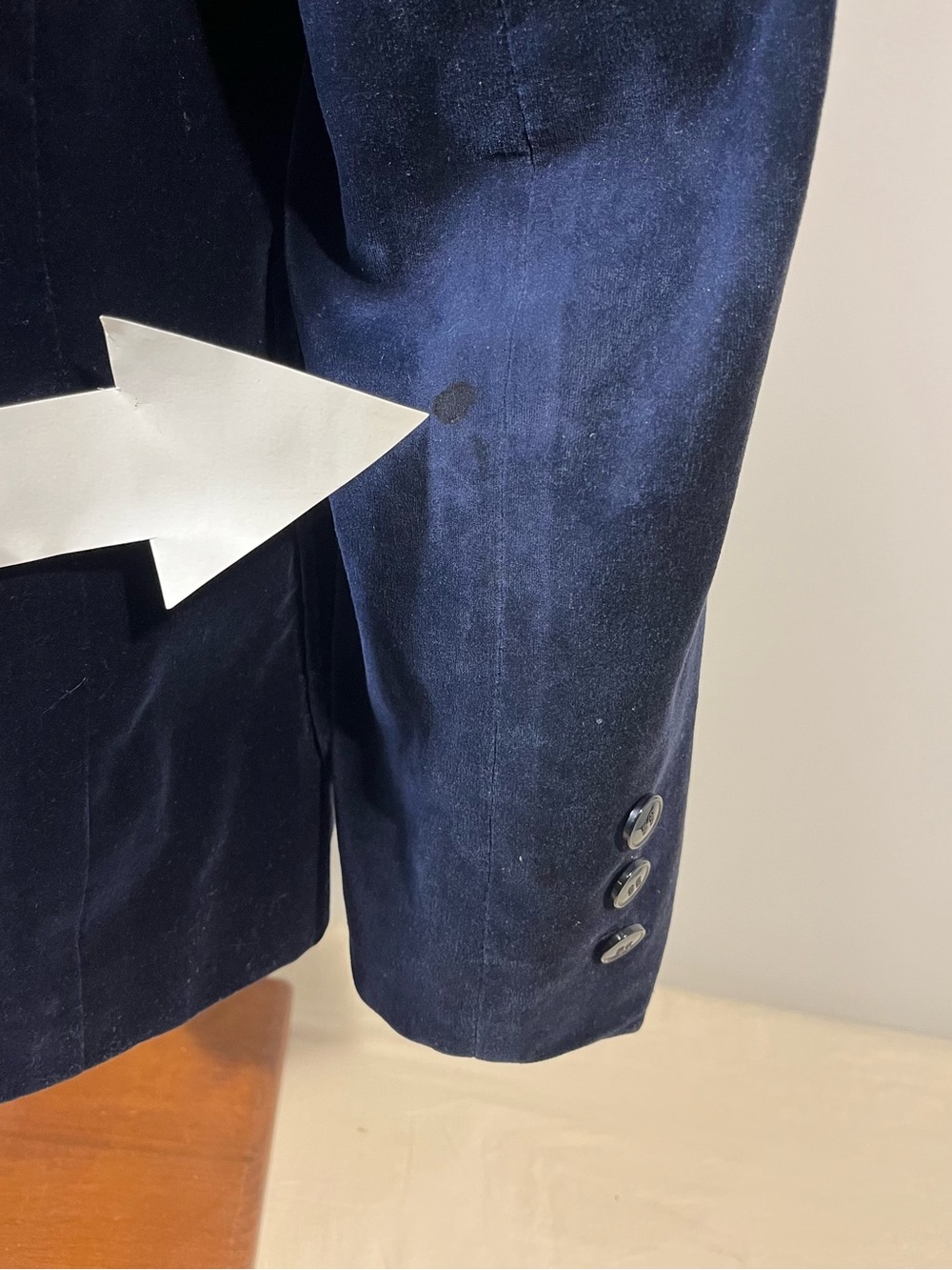 Navy Velvet Vintage Custom Upcycled Blazer Jacket Western Embellished - Picture 13 of 14